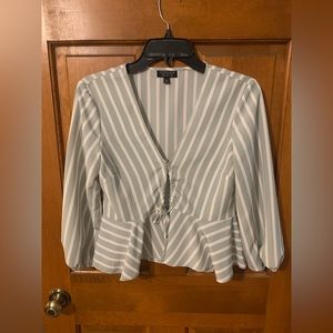 Topshop blue and white striped blouse